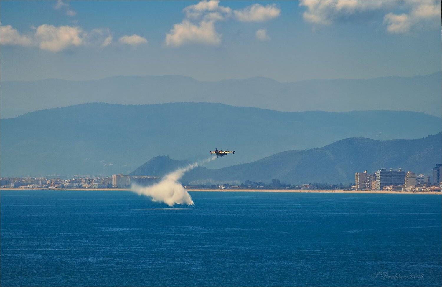 небо. море, самолёт, вода, облака, Sergey Drobkov