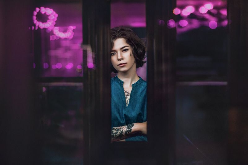 jay lay, neon, неон, портрет, девушка, модель Silent фото превью