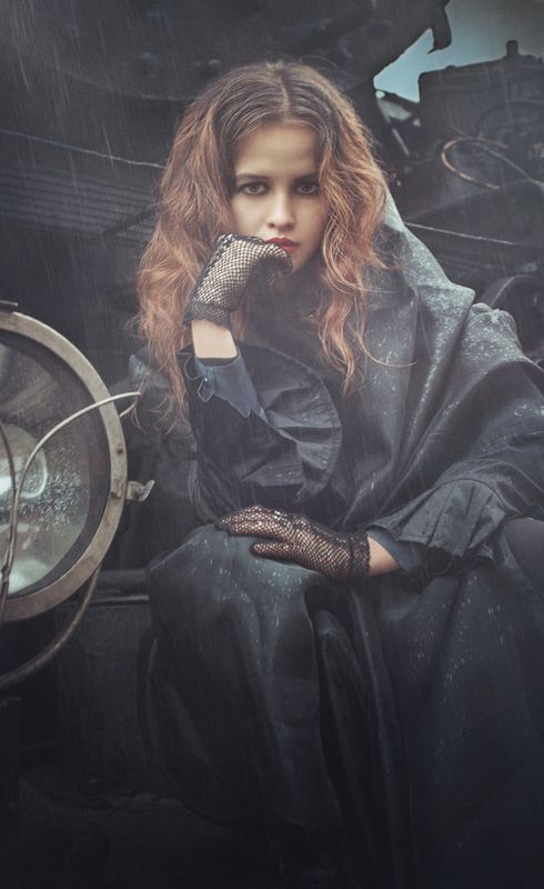 конечная, локомотив, поезд, дождь, непогода, плащ, станция, приехали, Конечная... фото превью