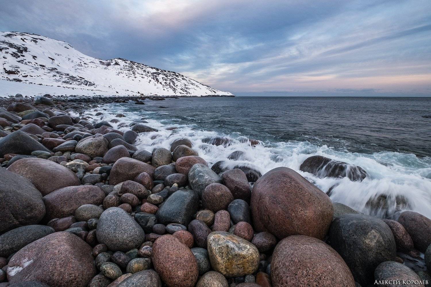 териберка, россия, кольский полуостров, баренцево море, арктика, север, заполярье, море, зима, снег, утро, камни, пейзаж, природа, teriberka, russia, kola peninsula, barents sea, arctic, north, sea, winter, snow, morning, stones, landscape, nature, Алексей Королёв