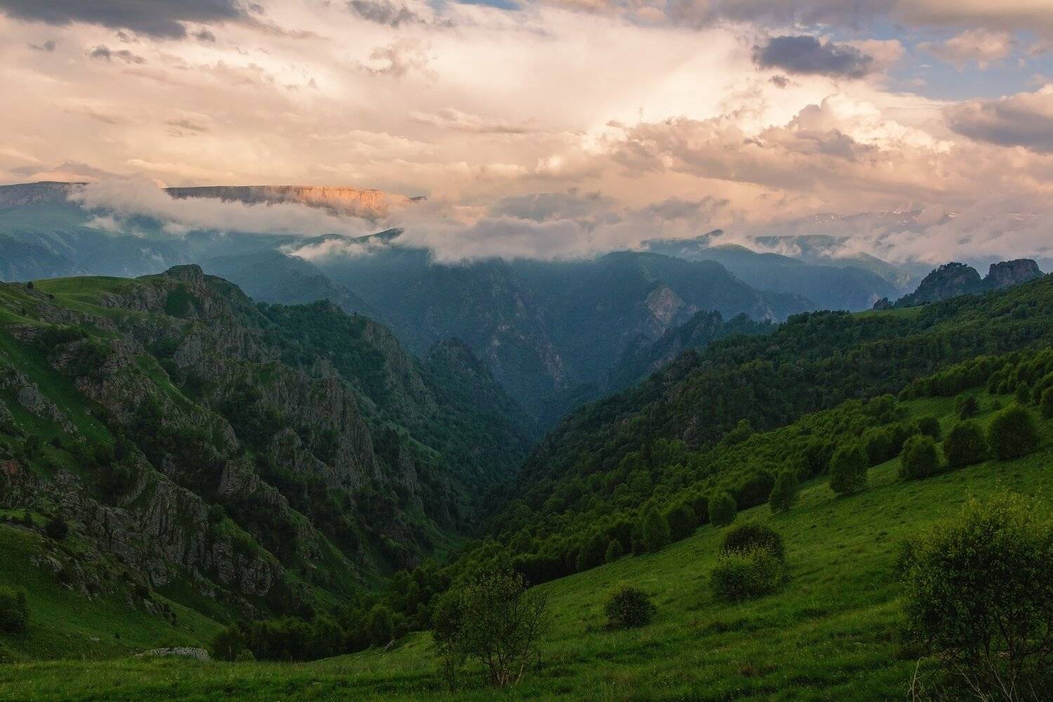закат, горы, каньон, кавказ, Эстелла