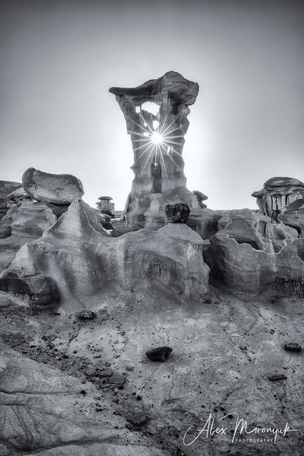 сша, пустыня, бэдлендс, глиняная, панорама, скалы, грибы, каменные, черно-белое, Alex Mironyuk