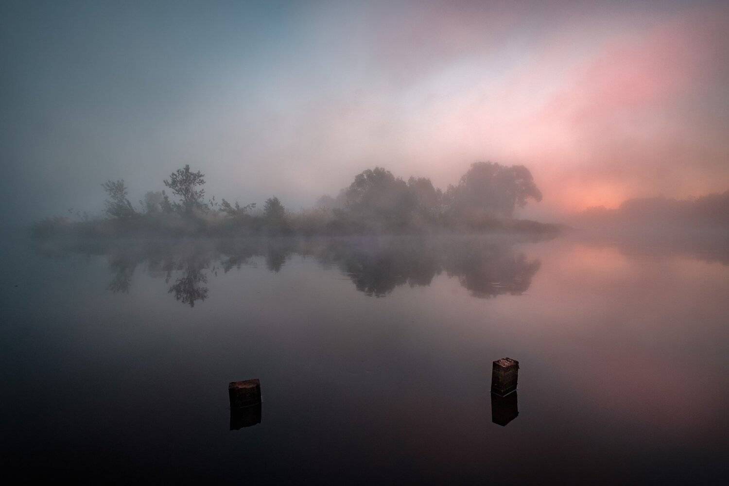 пейзаж, природа, заря, рассвет, туман, дубна, река, утро, Андрей Чиж