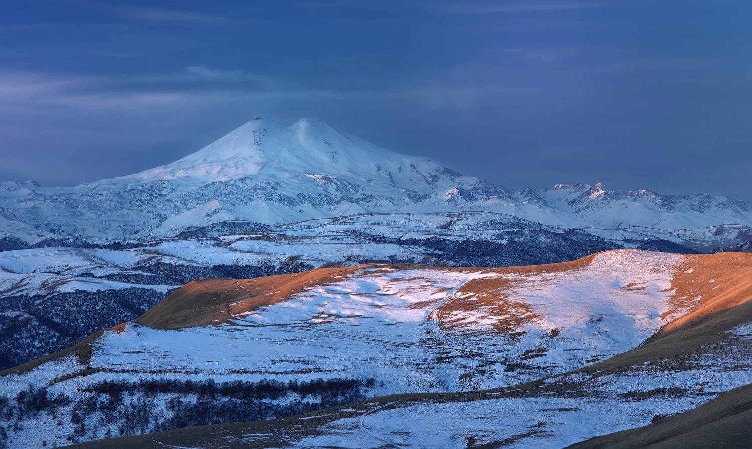 горы зима рассвет эльбрус, Александр Жарников