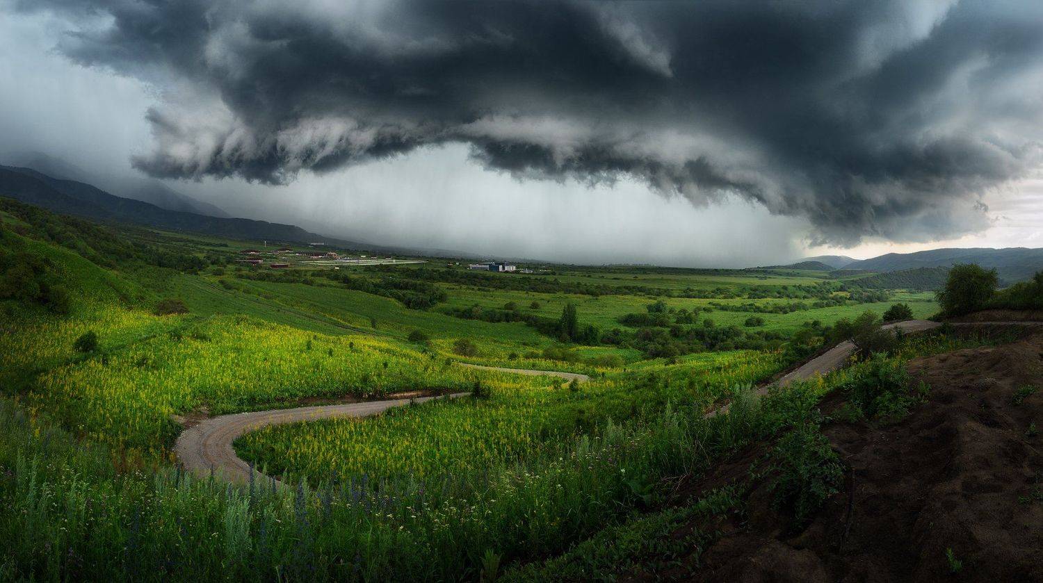 шторм, тучи, горный пейзаж, грозовые тучи, надвигается, стена дождя, драматический, панорамный, Владимир Стёпин