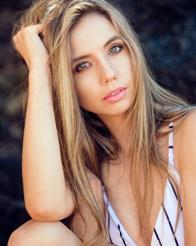 girl, blonde, young, beautiful, summer, face, eyes, portrait Ksenia фото превью