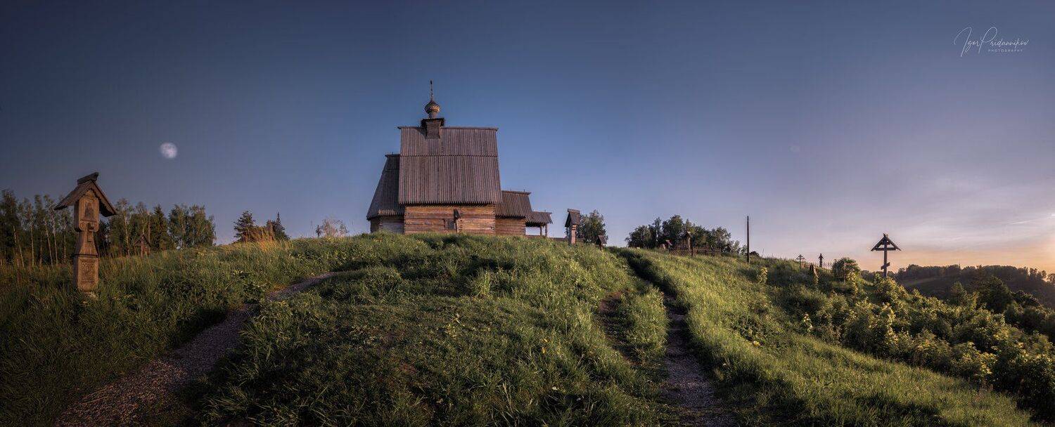 плёс, закат, погост, церковь, храм, уресты, Игорь Приданников