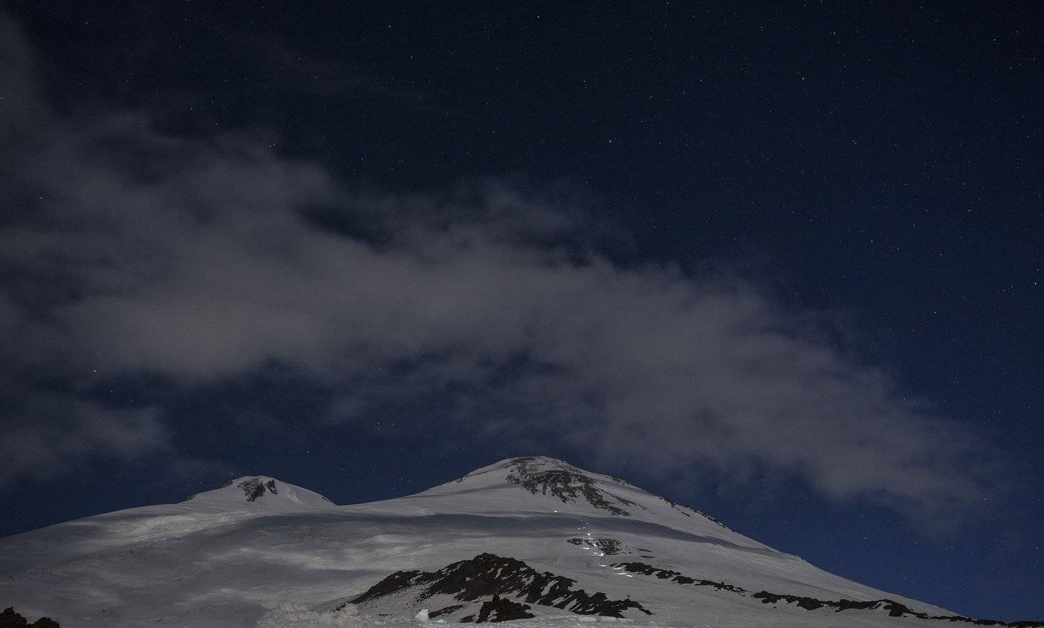 ночь, горы, эльбрус, кавказ, природа, зима, красиво, Бахтин Вячеслав