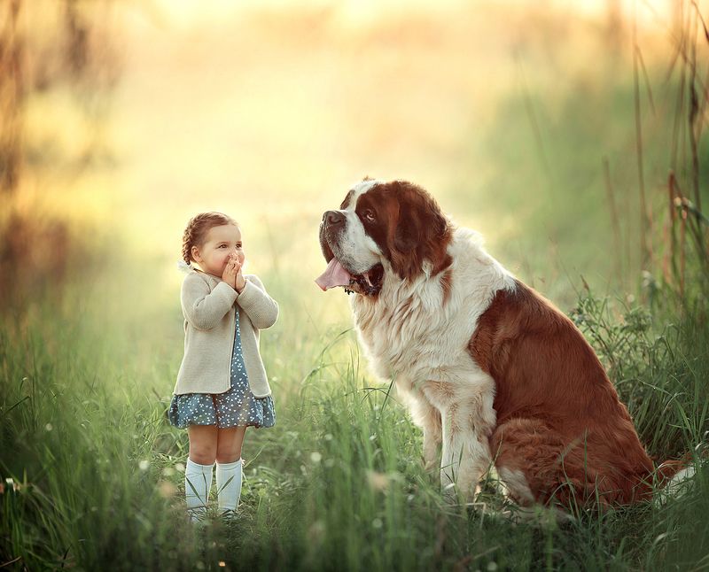 Маленькая девочка и её большой друг фото превью