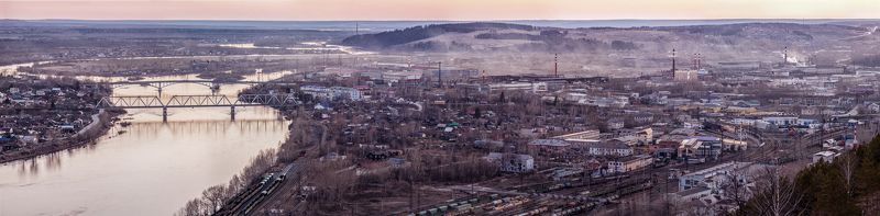 урал, пермский край, город чусовой, река чусовая Вид на город фото превью