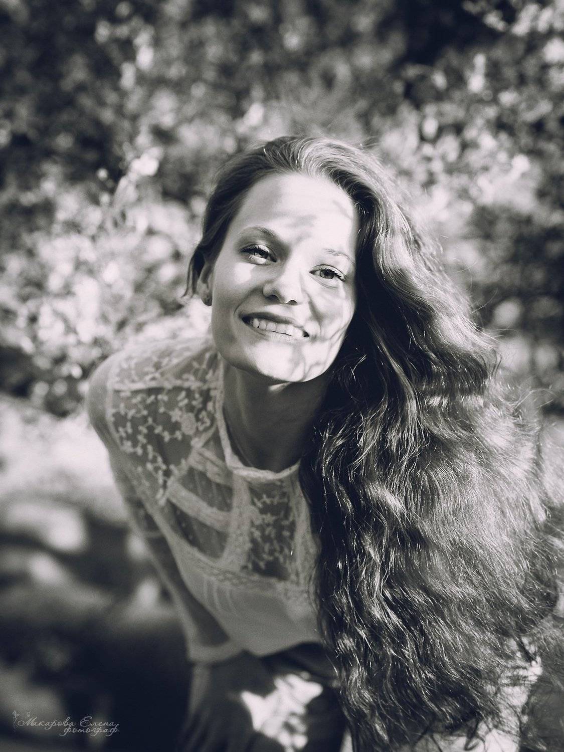 портрет, чб, девушка, весна, цветение, Макарова Елена