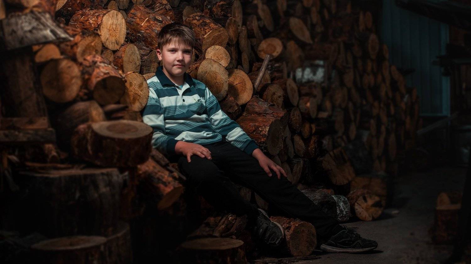 дети,боке,лето,вечер,дерево,дрова,, Георгий Шпунтов