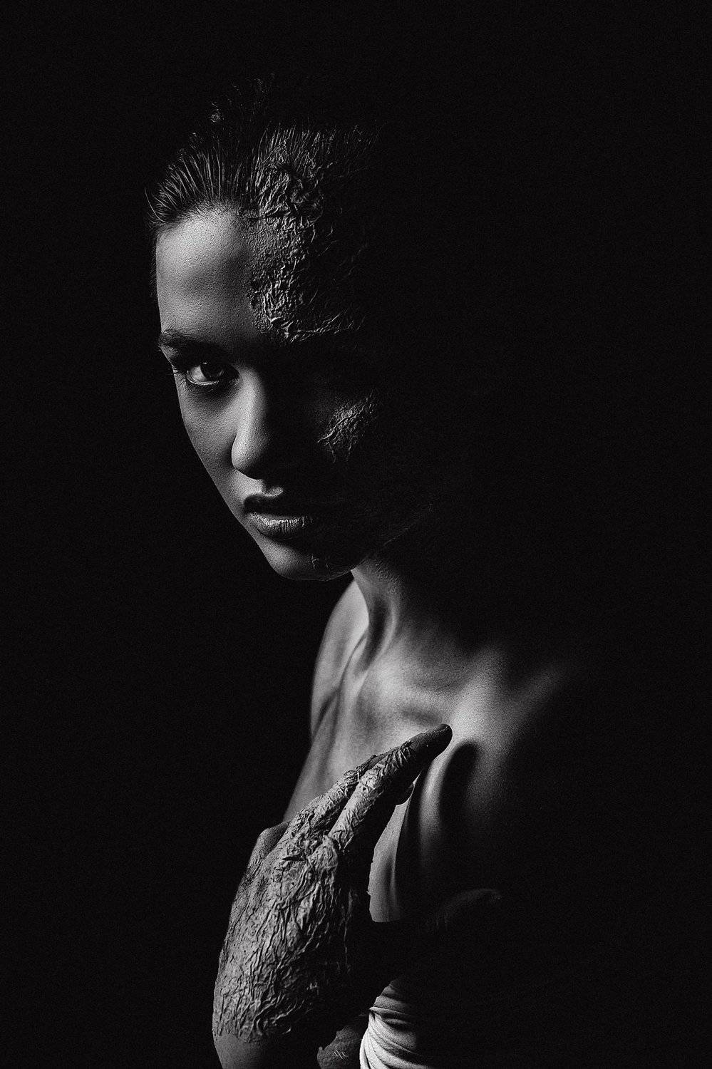 woman, portrait, studio, conceptual, black and white, Руслан Болгов (Axe)