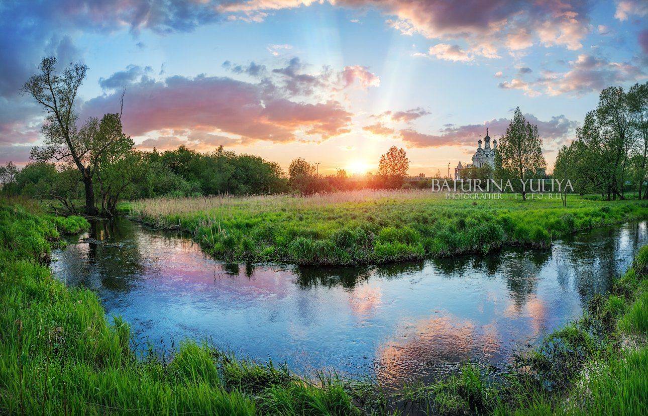 закат, весна, яуза, тайнинское, река, храм, Юлия Батурина