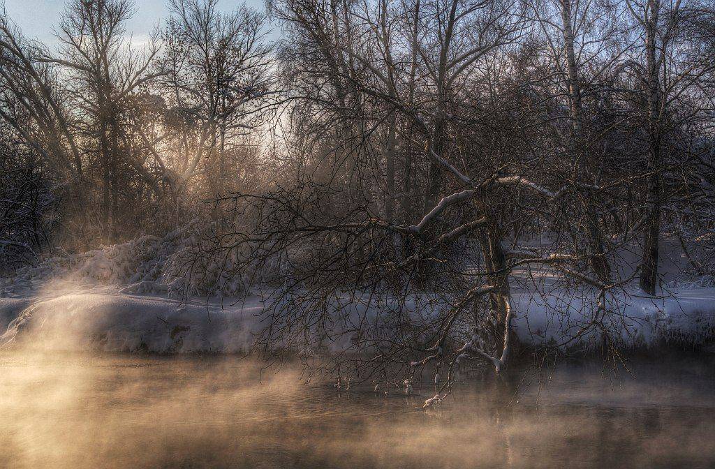 пейзаж, зима, река, пар, Ефимов Александр