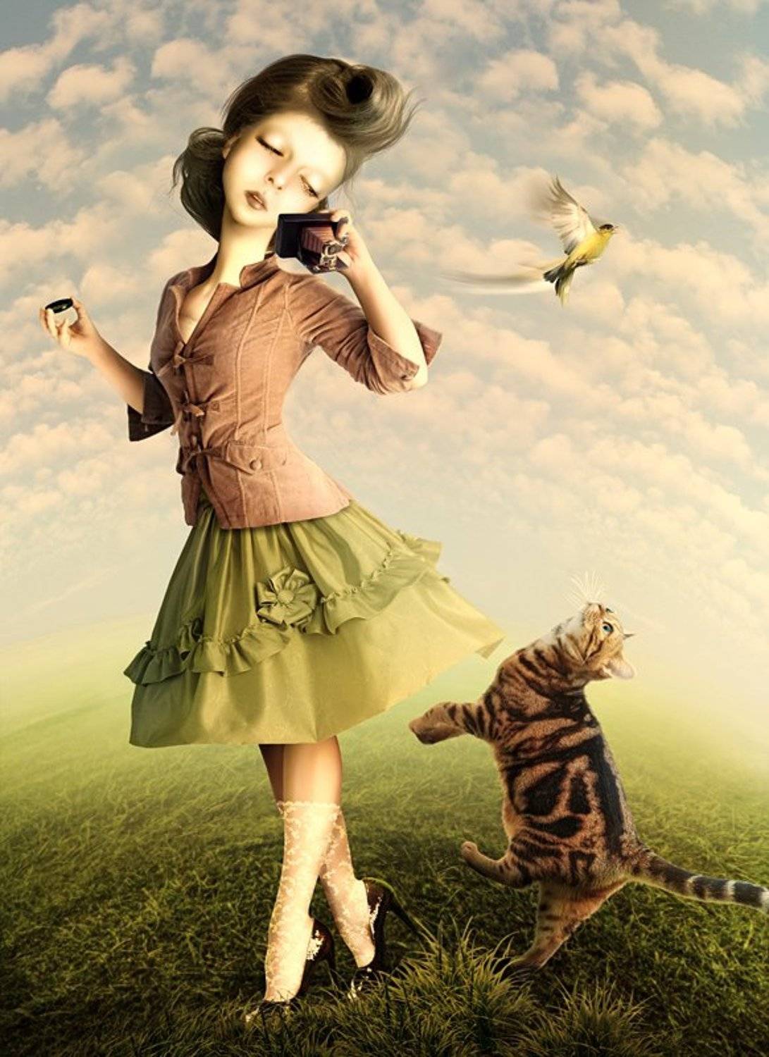 коллаж, фотоарт, фотошоп, кукла, кот, кадр, LLen29