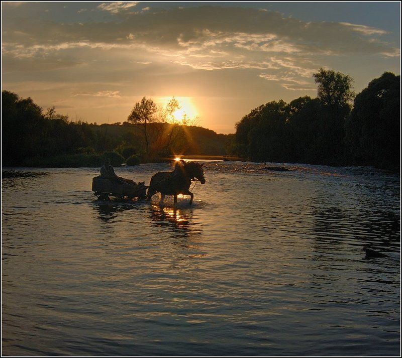река,красивая,меча,тульская,область,брод,лошадь Брод фото превью