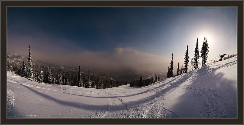 шерегеш, шория, зеленая, трасса, горнолыжная, утро Утро на трассе горы Зеленая фото превью