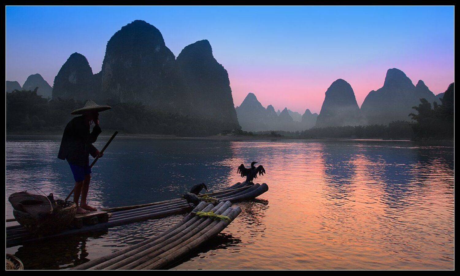 китай, , гуйлинь, , рыбак, , лодка, , баклан, Виктория Роготнева