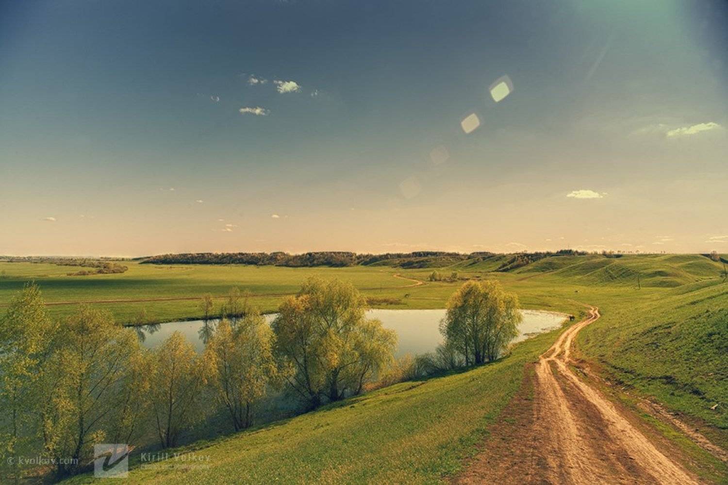 озеро, луг, поле, Кирилл