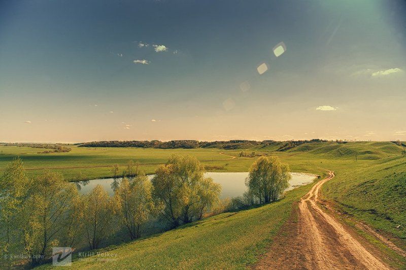 озеро, луг, поле В полдень фото превью