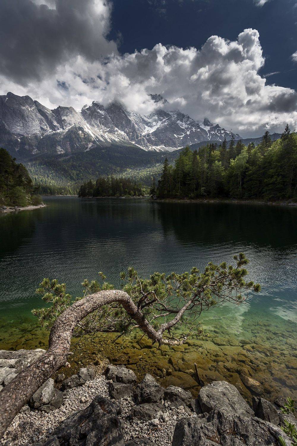 озеро, лето, облака, Айбзее, Павел Попов