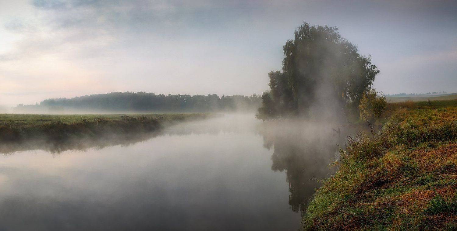 рассвет, река, осень,, Сергей Шабуневич