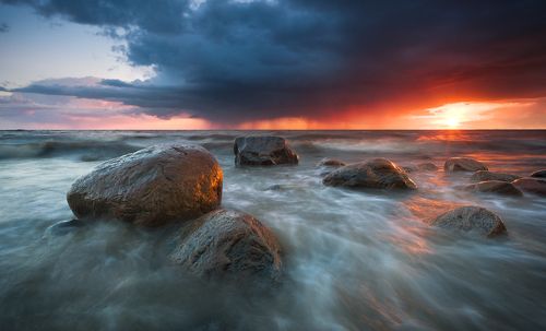 Colorful sunset after storm