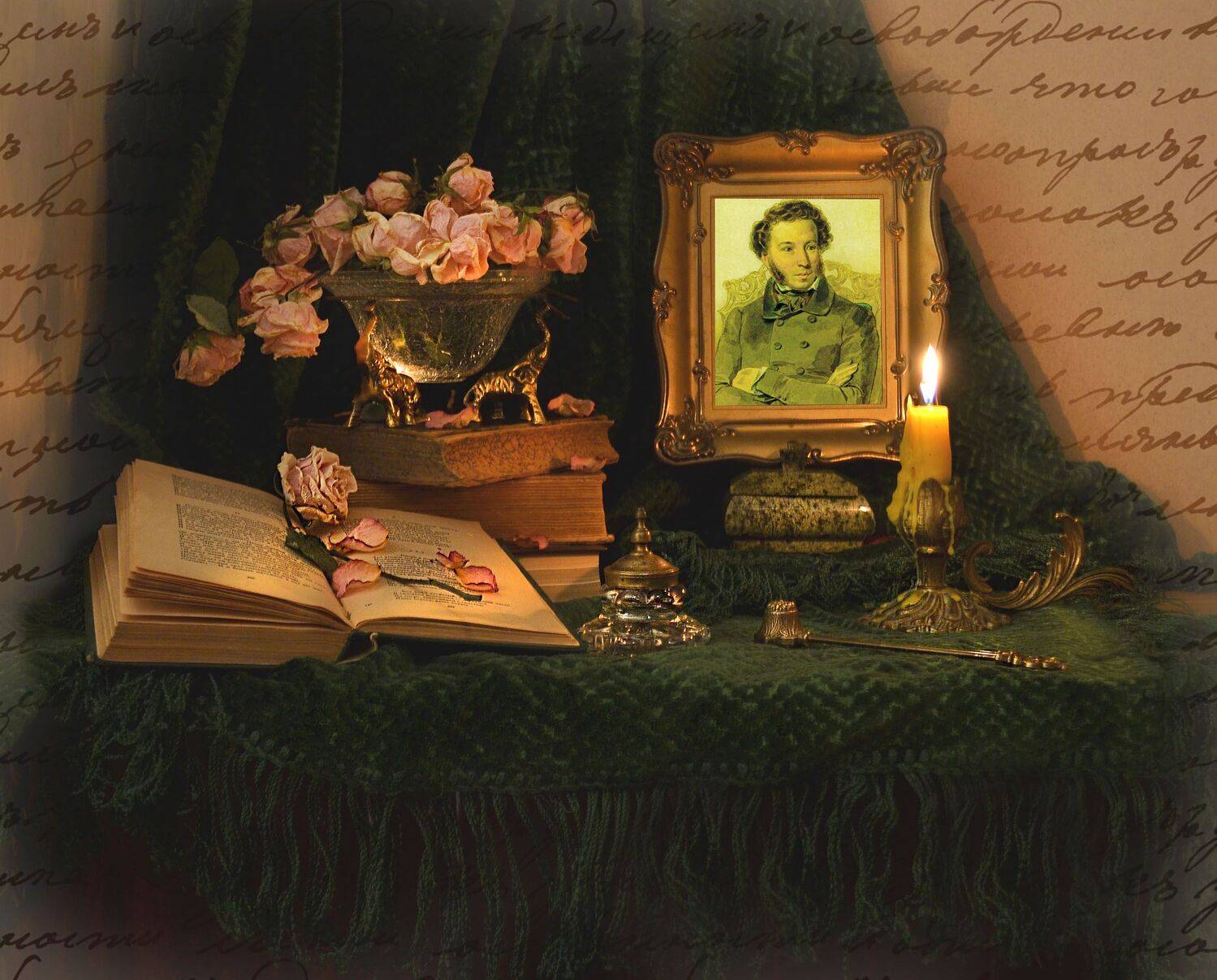 still life,натюрморт, чернильница, фото натюрморт, портрет, подсвечник, копия, книги стихов пушкина, день рождения а. с. пушкина, акварель, 6 июня, Колова Валентина