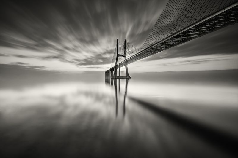 Hugo, Só, HugoSó, Nikon, d810, NikonD81, PVG, Lisboa, Lisbon, Portugal, Europe, Bridge; rio, River, Tagus, TagusRiver, Water, Clouds, LongExposure Bridge to Infinit фото превью