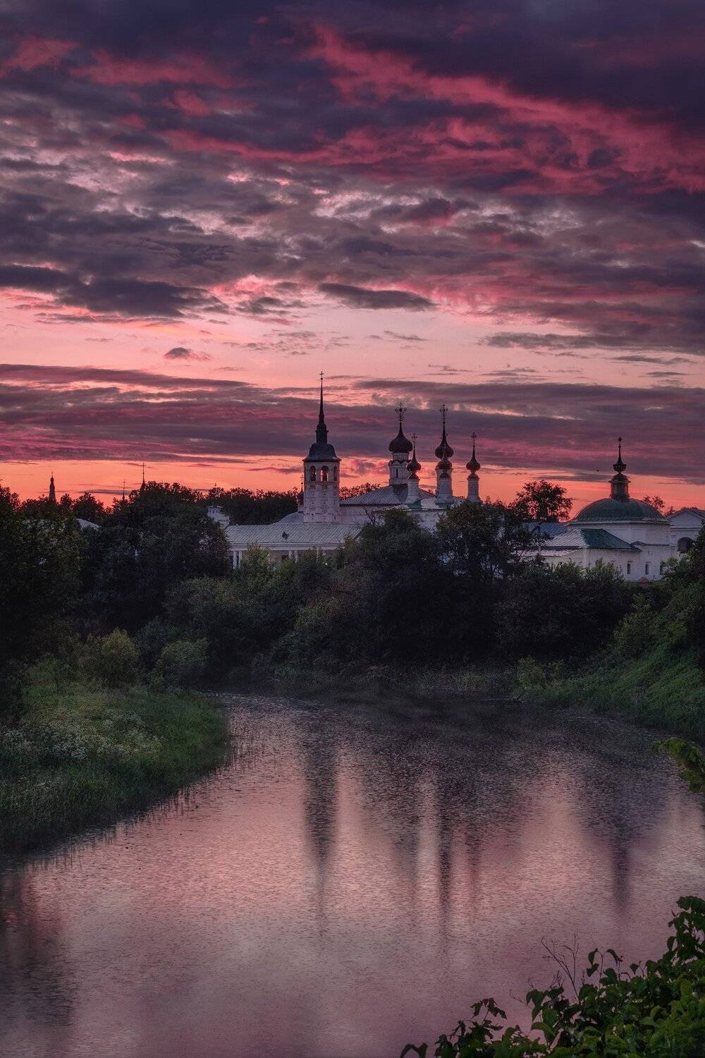 пейзаж, город, суздаль, храм, церковь, монастырь, рассвет, река, каменка, дождь, Андрей Чиж