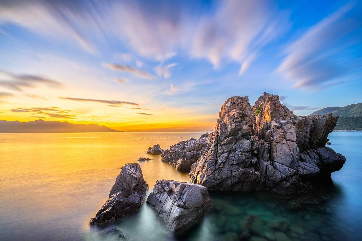 rock, seascape, twilight, longexposure, Hung Pham