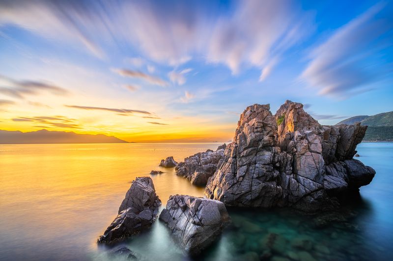 rock, seascape, twilight, longexposure Dawn of the rock фото превью