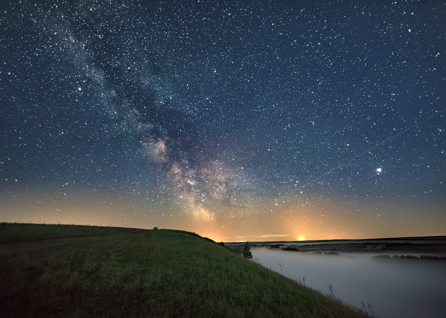 ночь,туман,млечный путь,звёздное небо,night,star sky,milk way,fog, Андрей Cоколов
