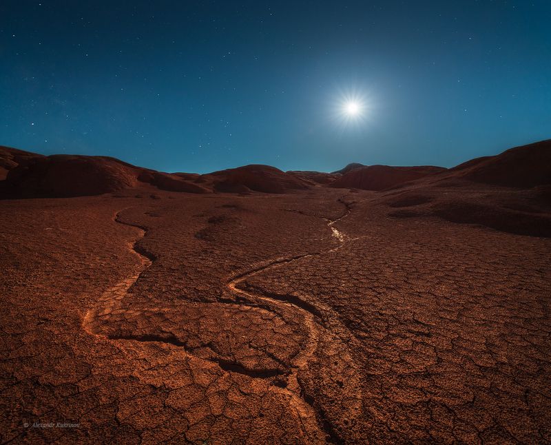 пейзаж, ночь, луна, звёзды, казахстан, киин-кериш Время луны... фото превью