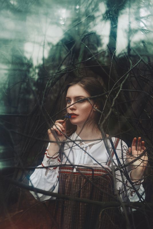 сказка девушка фольклор картина живопись русь медуница лес хтонь Алёнушка фото превью