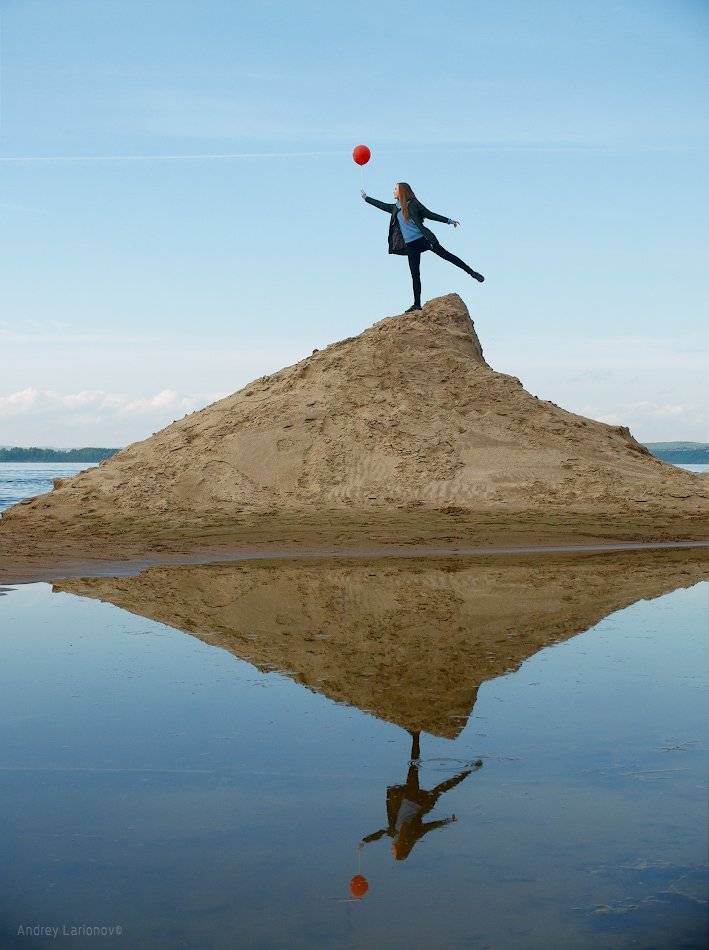 река, девушка, вода, отражение, пляж, песок. лето, закат, андрейларионов, Андрей Ларионов