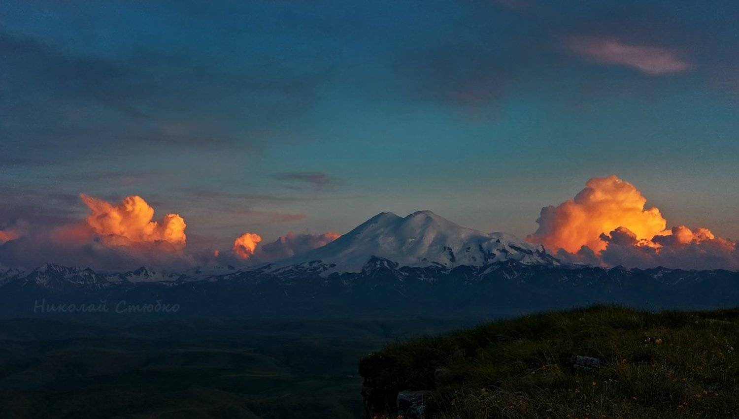 кавказ, эльбрус, закат, горы, Николай Стюбко