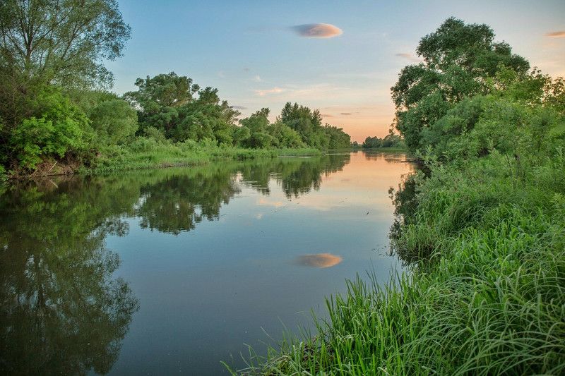 лето,пейзаж.закат,река,вечер Теплые,летние вечера.... фото превью