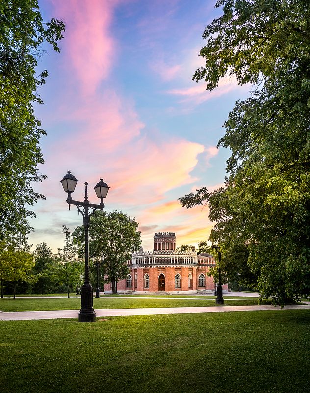 царицыно, архитектура, закат, парк, культура, пейзаж Закат в Царицыно. фото превью