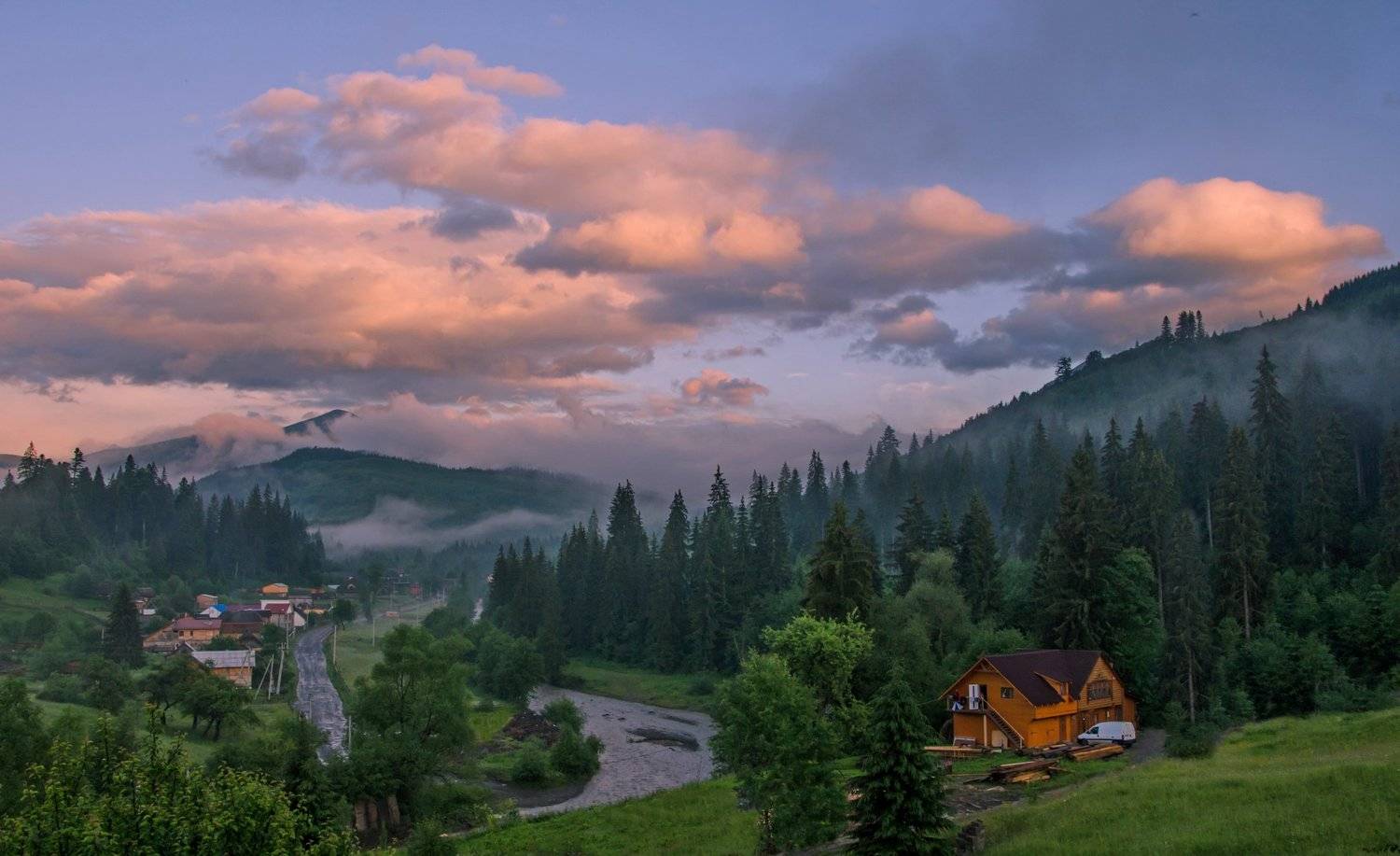 карпаты, лазещина, горы, говерла, вечер, облака, туман, Валерий Наумов