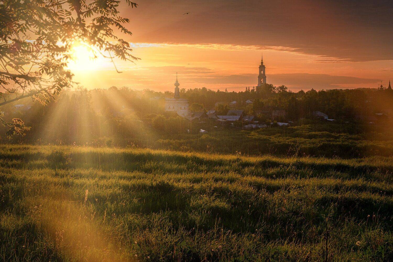 пейзаж, город, суздаль, храм, церковь, монастырь, рассвет, река, каменка, дождь, Андрей Чиж