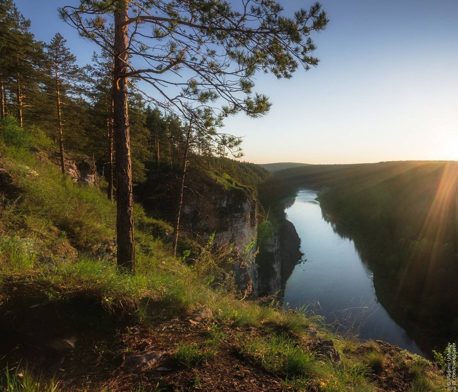 утро, рассвет, скалы, река, ай, большой айский притес, лес, челябинская область, Владимир Ушаков