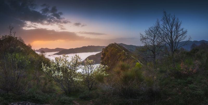 панорама, италия, кастельмедзано, пейзаж, утро, рассвет Раннее утро в Кастельмедзано фото превью