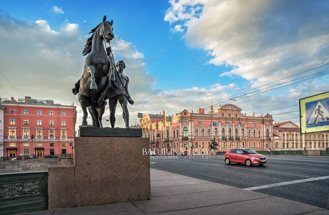 санкт-петербург, аничков мост, конь, утро, Юлия Батурина