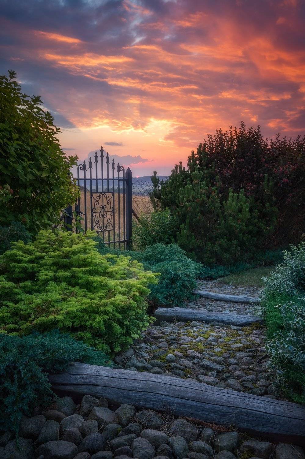 poland podlasie sky clouds sunset gate garden outdoor spring mood, Maciej Warchoł