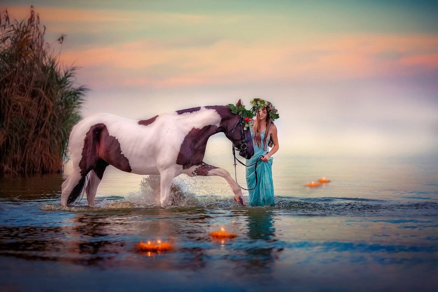 ивана купала, девушка, лошадь, море, речка, Екатерина Домбругова