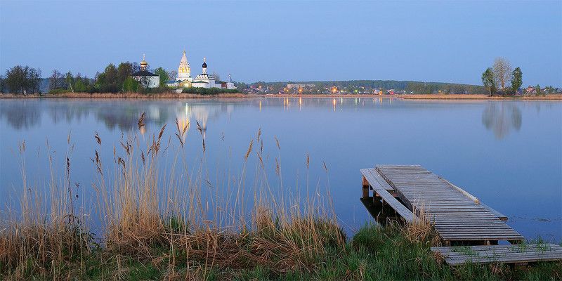 утро, озеро, монастырь, рассвет *** фото превью
