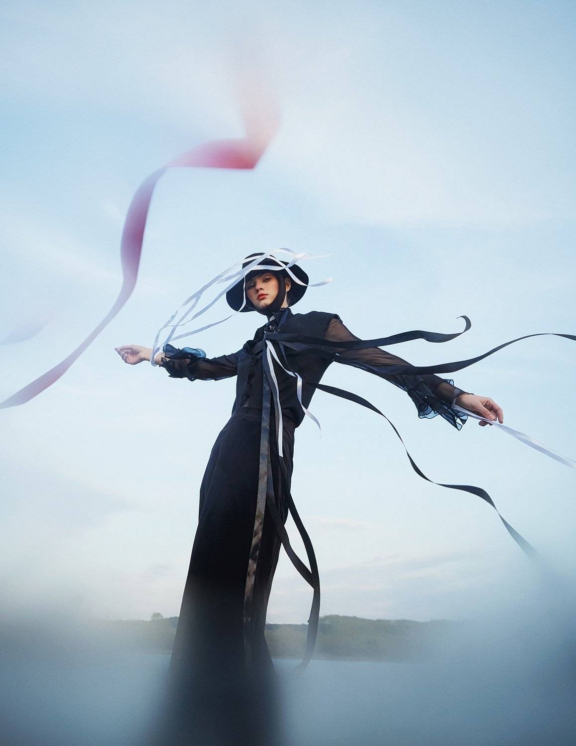 девушка, ленты, небо, солнце, Иван Копченов