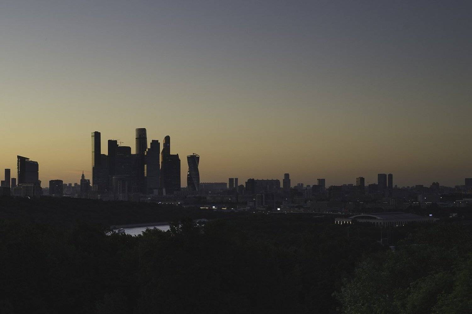 Москва, Воробьевы Горы, Москва-Сити, вечер, заря, город, столица, река, Евгений Труфанов
